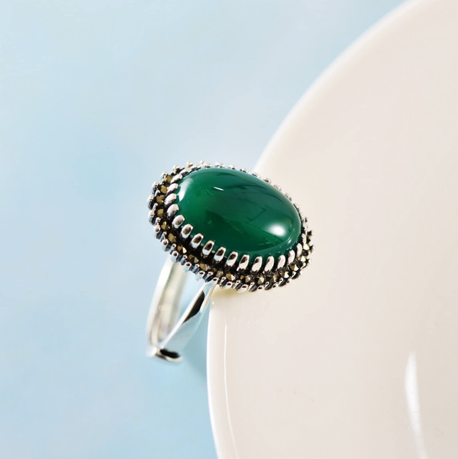 Anillos de plata 925 para mujer, anillo ajustable, ovalado, para mujer, plata, Verstellbar, piedra