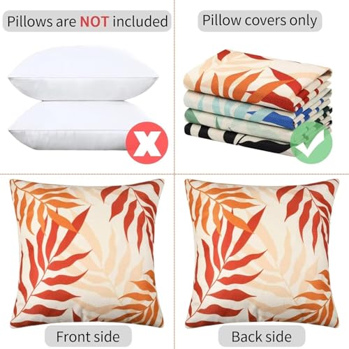 Housse coussin 45x45 cm lot de 4 fleurs en lin avec fermeture éclair bohème - 4