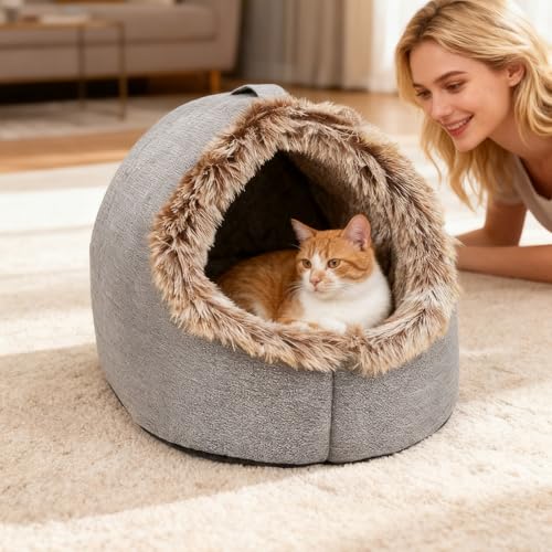 Lit fermé pour chaton chiot doux d'intérieur et hiver