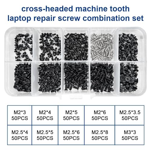 Image of Universal Laptop Screw Kit, Alloy Steel M2 M2.5 M3 Computer Screws Assortment for IBM, HP, Dell, Lenovo, Samsung, Sony, Electronics Repair Fastener Set - 500Pc (2026 Updated Models)