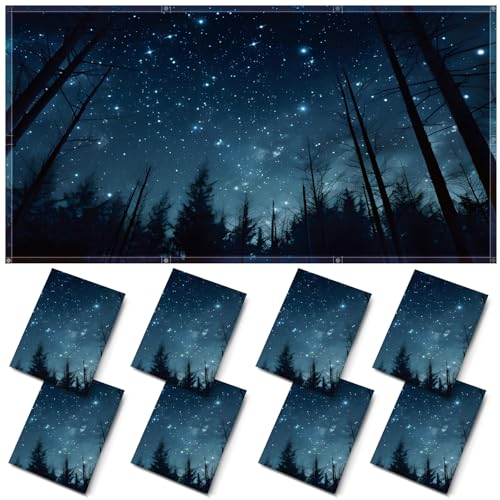 Image of ANGSYLTH 8 Pcs Fluorescent Light Covers - 4 x 2 Feet Covers for Ceiling Lights, 8 x 10 Magnetic Light Filters for Classroom, Office, Hospitals (Forests & Starry Sky-2)
