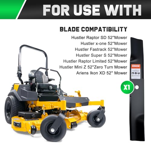 Image of Grasscool Raptor SD 52 inch Deck Hustler Mower Blades Replacement 603995 | Fits Fastrack Super S Mini Z X-ONE 52'' Zero Turn Lawn Tractor Riding Lawnmower,High Lift Mulching Bagging,OEM 795526 783753