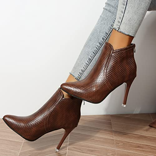 Botines de encaje transpirables con tacón de aguja elegantes para mujer 4