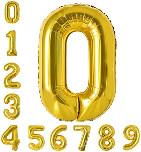 ASMFUOY 40 Inches Number Foil Balloon Jumbo Digital Helium Balloons for Boy Girl Kids Birthday Party Wedding Ceremony Decorations(1, Silver)