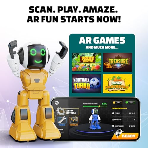 Image of Mirana Moonwalker | Smart Interactive Walking & Talking Robot | USB Rechargeable Type-C | in-Built Bluetooth Speaker | Remote & App Controlled Toy for Kids 2+ 3+ 4+ 5+ 6+ Years (Yellow)