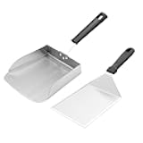 Generic Large Griddle Scoop and Wide Smash Burger Spatula. Stainless Steel Griddle Food Mover. BBQ Grill Food Shovel for Fried Food, Stir Fry, Hibachi Tools, Silver