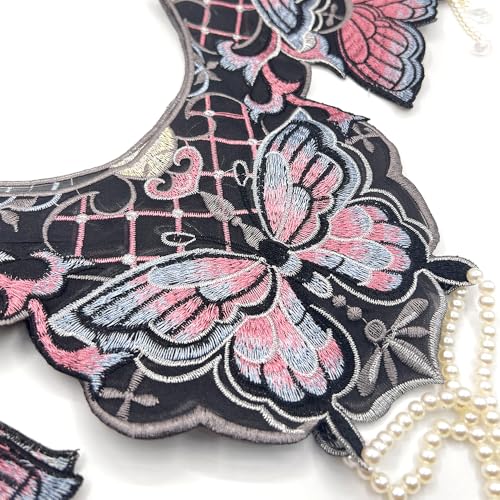 Chinese Black Butterfly Lace Cloud Collar Shawl Wrap Shoulder Scraf for Mamian Skirt Hanfu Handmade（Black Butterfly）2