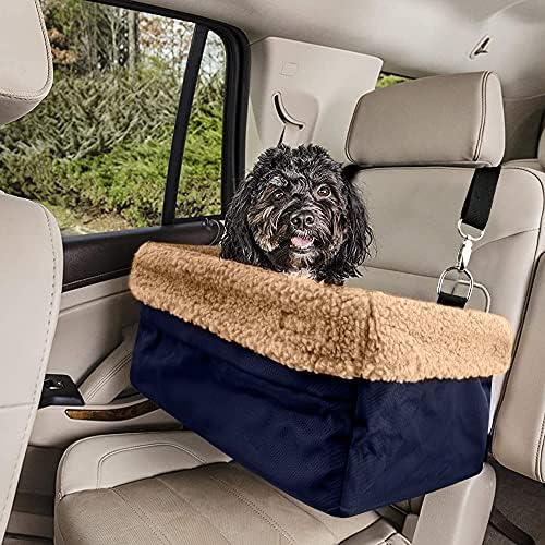 Devoted Doggy Deluxe Dog Car Seat Fits Pets up to 20lbs, Dog Booster Seat, Padded Cushioning, Adjustable Straps, Metal Frame Encasing, Installs in Seconds, Collapsible Canvas and Easy to Clean