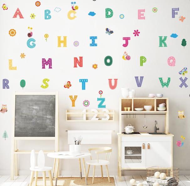 Pumkins Cute Alphabet with Flower and Butterfly Wall Stickers for Kids ...