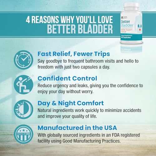Image of Better Bladder Control Supplement for Women & Men - Bladder Support Supplement to Help Reduce Urinary Leaks, Frequency & Urgency - 60 Count (1 Bottle)