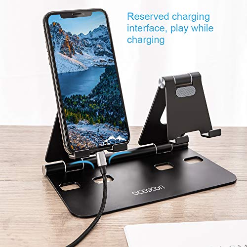 Aceyoon Adjustable Table Stand Dual Phone Holder Aluminum Metal Universal Tablet Mount Phone Stand Compatible For Pad, Xs Max, Xr, X, I8, I7, S8, S9, S10, Note 8 For Home And Office Business Use #TOP5