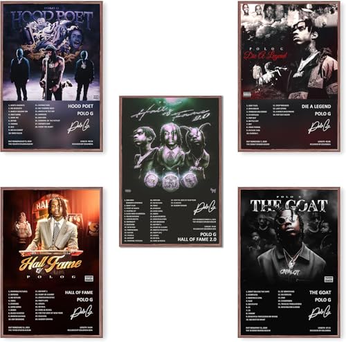 Polo G Album Cover Limited Edition Posters (Set of 5) Unframed 8in x 12in(20x30cm) Canvas Bedroom Decor Landscape Office Room Decor Gift