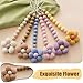 2pcs Flower Pacifier Clip, Silicone Bead Pacifier Clip for Baby Girls and Boys with Beige Brown Color Daisy Birthday Christmas Gift