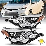 JSBOYAT Headlights Assembly for 2014 2015 2016 Toyota Corolla Base/CE/C/LE Eco/LE/L/S Plus/S/Sedan 4-Door LED Headlamps Driver and Passenger Side