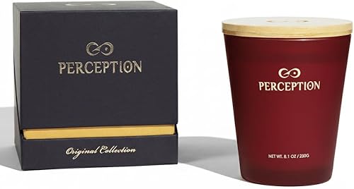 PERCEPTION AROMAS Vela perfumada de lujo, pomelo ámbar, vela de cera de soja vertida a mano con caja de regalo, fragancias elegantes, tiempo de