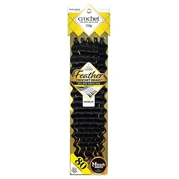 Zury Sis Hollywood Feather Crochet Braid Human Hair- Ocean 22 Color 1b Off Black