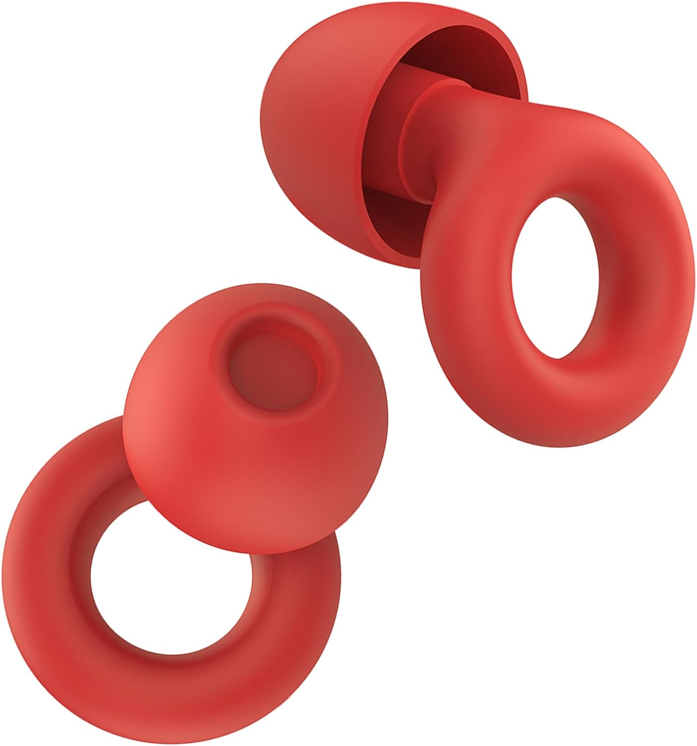 Reusable Ear Plugs in Silicone,EarPlugs for Noise Reduction-27 dB,Hearing Protection Earplugs for Noise Reduction,8 Ear Tips in XS/S/M/L,Comfy Noise Cancelling Earplugs for Work,Travel,Focus(Red)