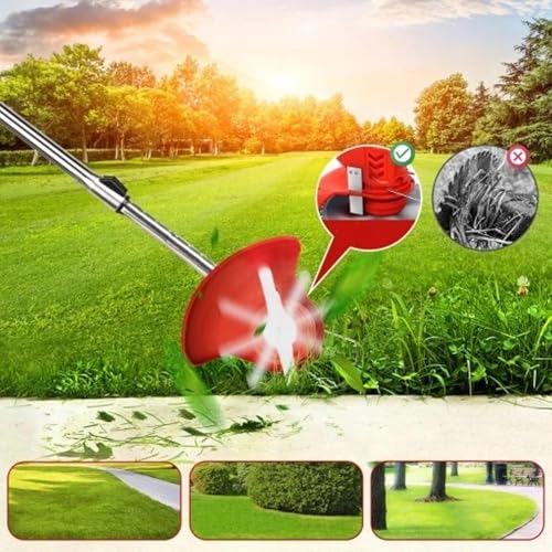Image of Electric Wireless Rechargeable Edge Cutter 48V-25cm Cutting Width|3-in-1 Mower & Trimmer|Adjustable Height |3 Blade Types Professional High Carbon Stainless Steel (U-Shape-Red)