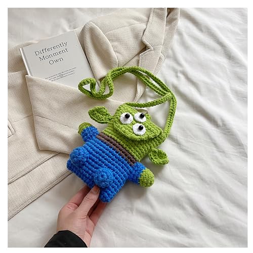 Knitted Kawaii Wallet, Cute coin purse, Kawaii Messenger Bag for Women, Handmade Purses and Crossbody suitability Animal purses for Women Girls (blue-green)4
