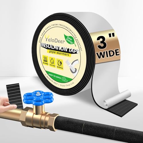 YeloDeer Pipe Insulation Wrap, 3 in X 13 Ft Foam Insulation Tape Self Adhesive Heat Tape for Water Pipes, Outdoor AC Line Pipes Winter Freeze Protection