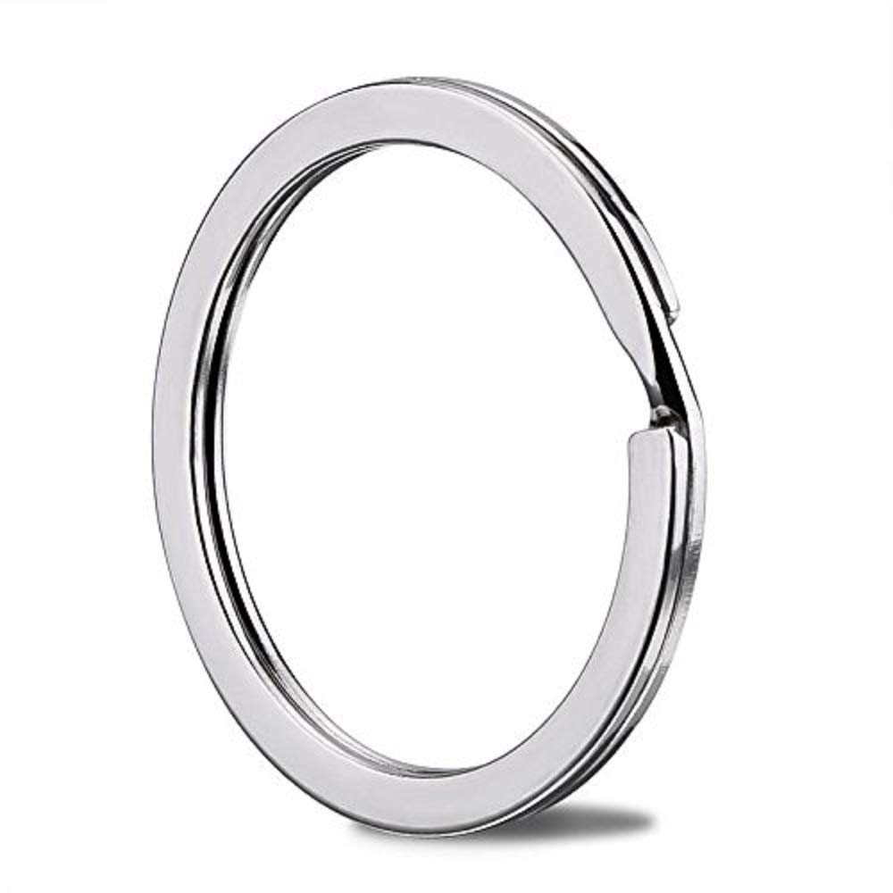 Round Shape Key Ring 25 MM Approx Dia, Flat Chain Metal Split Ring for Organizing Keys (Pack of 4)