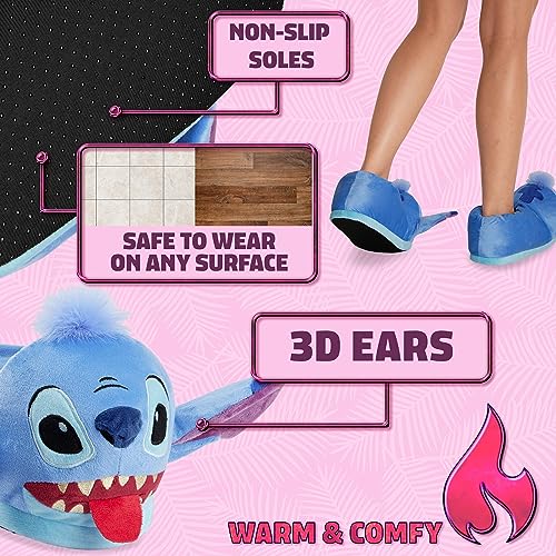 Image of Disney Stitch 3D Plush Slippers for Women Teens Eeyore Baby Yoda Soft Cozy Fleece Non Slip House Shoes Gifts for Women