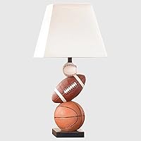 Kids Table Lamp, 14 Inch Football, Basketball & Baseball Design with Cute Lampshade, Sports-Themed lamp Ideal for Children's Bedroom Decor, Bedside Lamp Includes LED Bulb