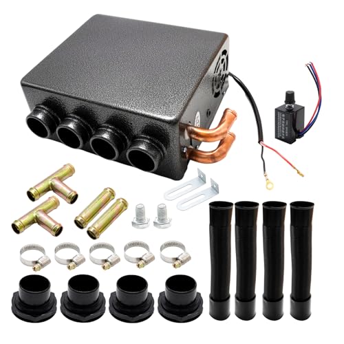 12V Car Heater with Fan Speed Switch UTV Heater Suitable with 4 Black Air Vents Universal Underdash Heat Auxiliary Heater for Trucks UTVs Vans Excavators Harvesters
