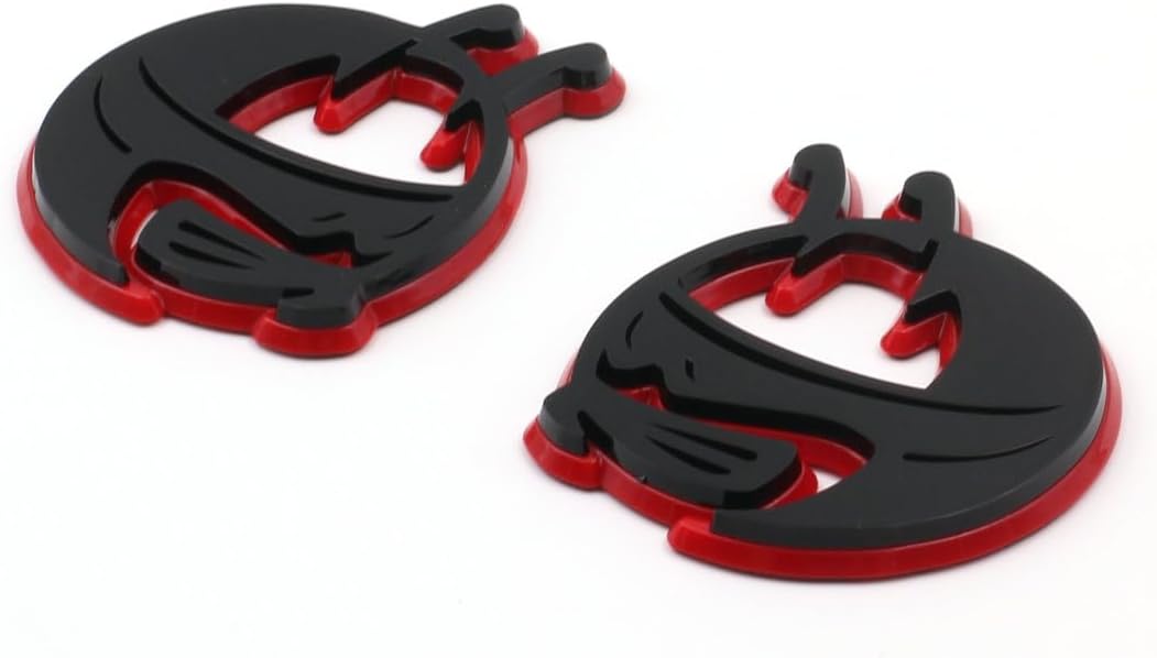 Pair New Custom BEE Head Emblems Compatible with Challenger Charger Badge Scat Pack (Black Red)