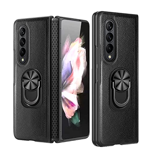 Coque Galaxy Z Fold 4 noire en cuir idéale pour le bureau et les voyages
