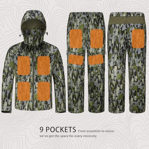 UIIHUNT Hunting Clothes for Men with Fleece Lining: Safety Strap Compatible Water Resistant Silent Hunting Jacket and Pants