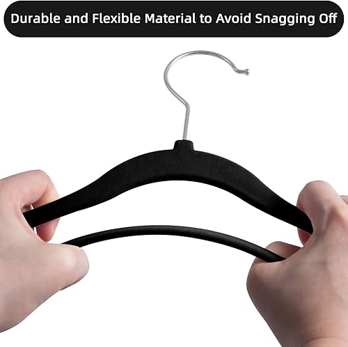 Miniatura 4 de Perchas de terciopelo para niños, perchas de terciopelo para bebés, perchas de fieltro para niños pequeños (negro, paquete de 30)