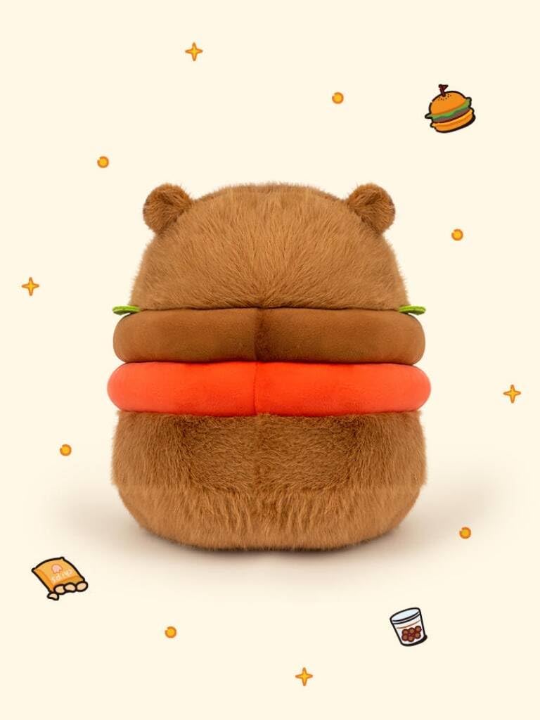 Capybara Kuscheltier Als Hamburger – 20 Cm, Weich, Kuschelig, Niedliches Wasserschwein Plüschtier Für Kinder