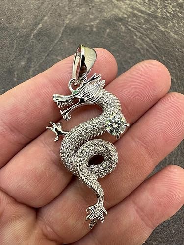 1.00 CT Round Cut VVS1 Diamond Dragon Pendant Unisex Animal Charm 14K Gold Plated Sterling Silver