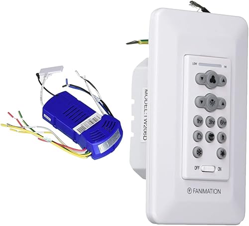 Fanimation WFR7912 fanSync - Receptor WiFi inteligente para ventilador de techo personalizado Levon, azul y TW206D Motor CC de techo, control de