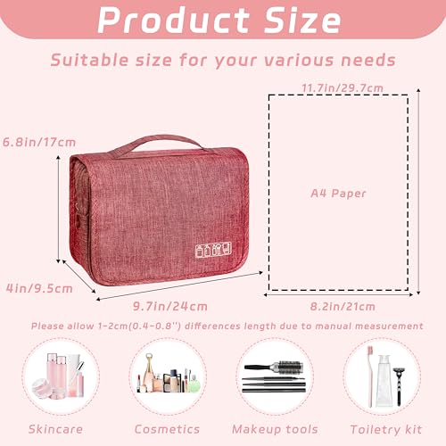 Image of Toiletry Bag Travel Bag with Hanging Hook for Women and Men,Red