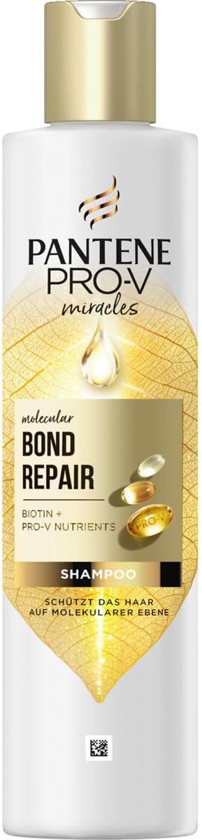 Pantene Pro-V Molecular Bond Repair Shampoo with Biotin, 250 ml, Concentrated Formula for Dry, Damaged Hair, Protects & Leaves Hair Visibly Healthier, Enriched with Nutrients