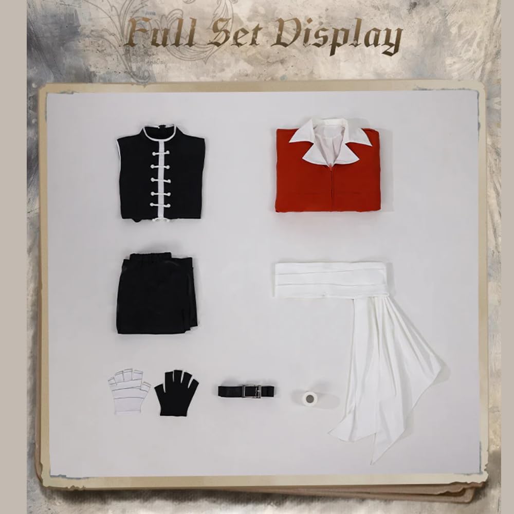 Men Role Cos Anime Cosplay Red Coat wiht Black Outfit Full Set for Halloween Party