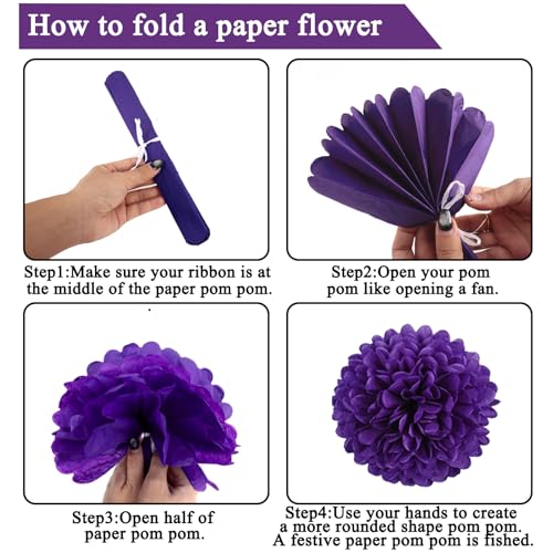 Image of Crenics Purple 40th Birthday Decorations for Women - Back in 1985 Backdrop, Banner, Swirls, Honeycomb, Sash, Paper Pom Poms and Balloons for 40 Birthday Party Supplies