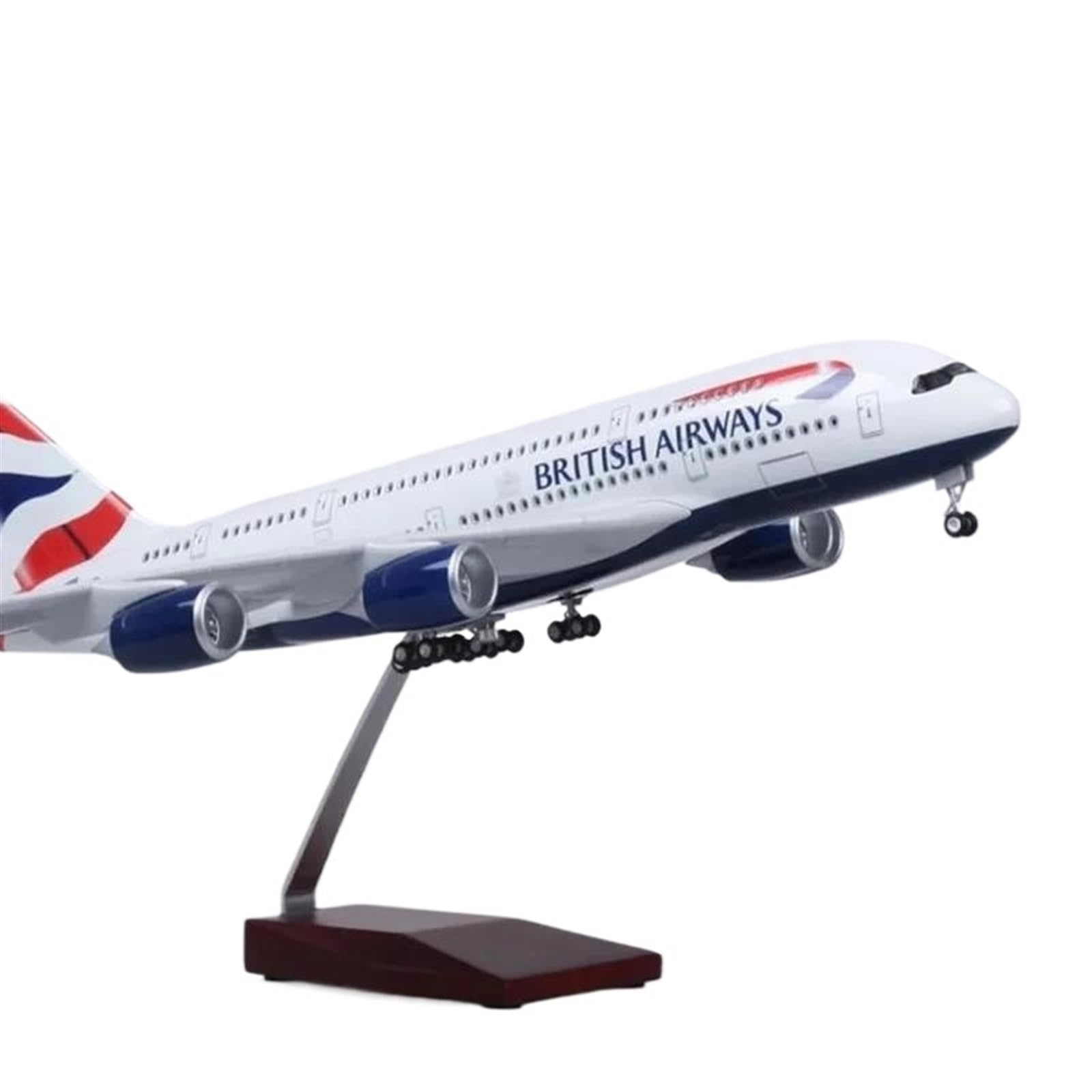 Modellini in scala Aerei Modello In Resina Pressofusa Per L'A380 British Airways Con Luci E Ruote, Display Statico Per Aereo In Scala 1 160, Regalo(No light)