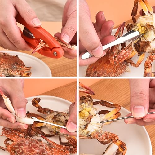 2 Sets Strumenti di Granchio Crab Leg Cracker Tool Set di Strumenti di Frutti di Mare in Acciaio Inossidabile Forma di Morsetto per Aragosta per Noci Crostacei Cosce di Granchio - immagine 4