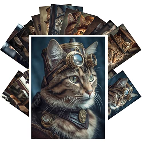 Cartes postales chat steampunk lot retro de 24 pièces pour decorer votre bureau