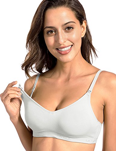 Gratlin Women's Comfort Cotton Bra for Maternity and Nursing Wire Free White 34DD