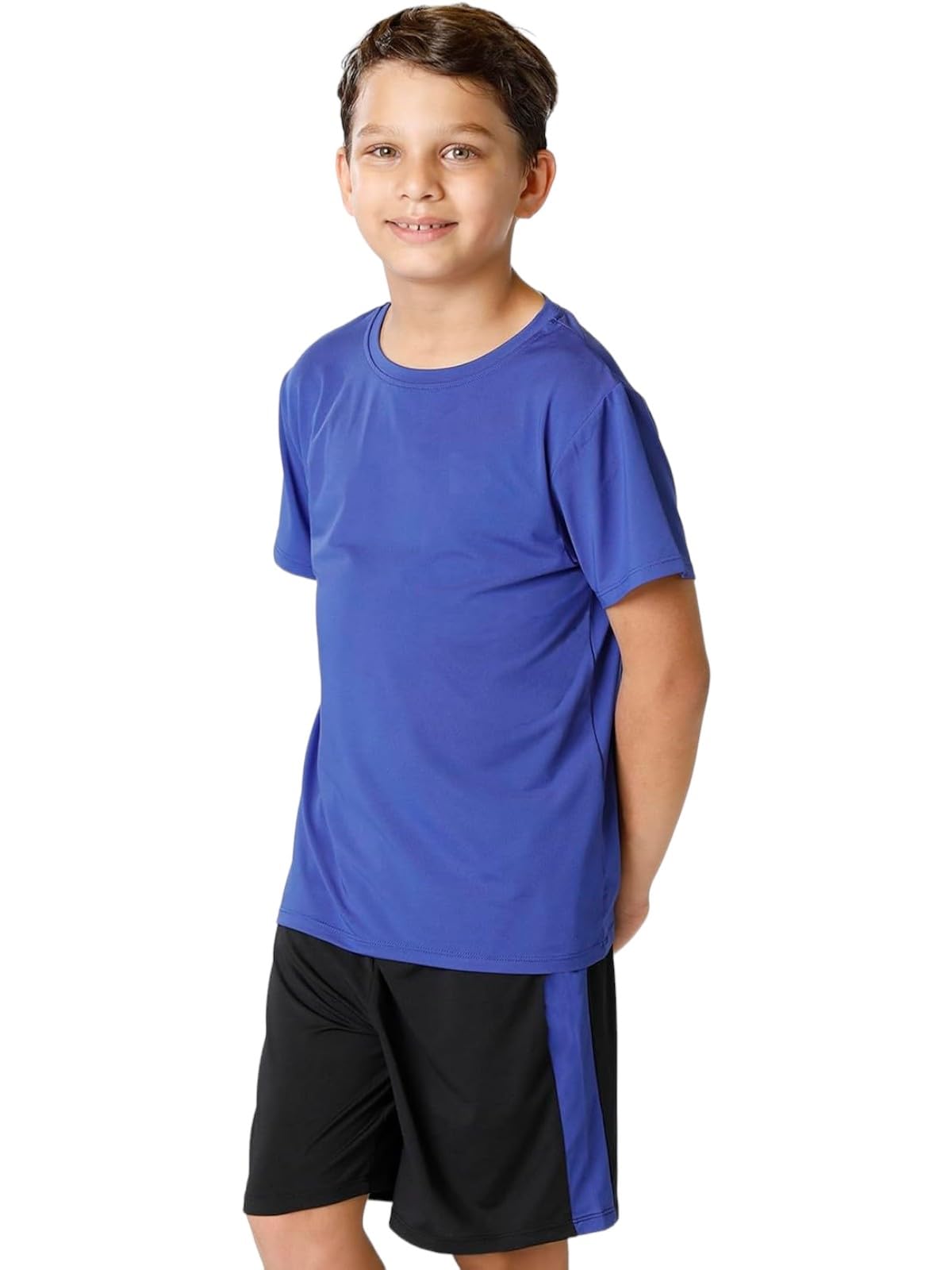 Spandex Boy's Regular Fit Shorts with Half Sleeves Tshirt | Adjustable, Quick Drying Leggings for Swimming, WaterParks, Surfing & Other Sports - Royal Blue
