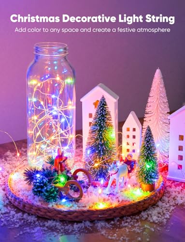 Image of Brightown 12 Pack Multi-Color Fairy Lights Battery Operated - 7ft 20 LED Waterproof Micro Firefly Lights for Christmas Decor, DIY Craft, Wedding Table Centerpieces, Flowers