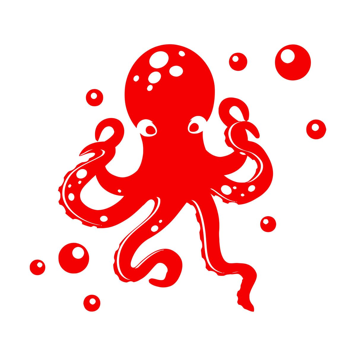 Vinyl Wall Stickers Cartoon Octopus Sea Monster Animal 81x90.5cm Waterproof Extra Large red — image 1