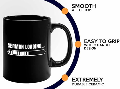 Miniatura 5 de Taza de café cristiana divertida de 11 onzas, color negro, sermón cargando A, Biblia religiosa, Jesús, pastor divertido, humor cruzado, bromas,