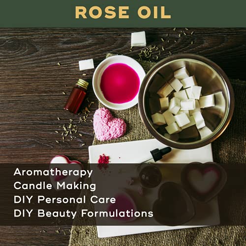 Image of Rose Essential Oil - Therapeutic & Cosmetic Grade - 500 Ml For Aromatherapy, Diffuser, Soap Making, Cosmetic Making, Lotions, Creams, Diy Personal Care For Face, Hair, Skin & Body