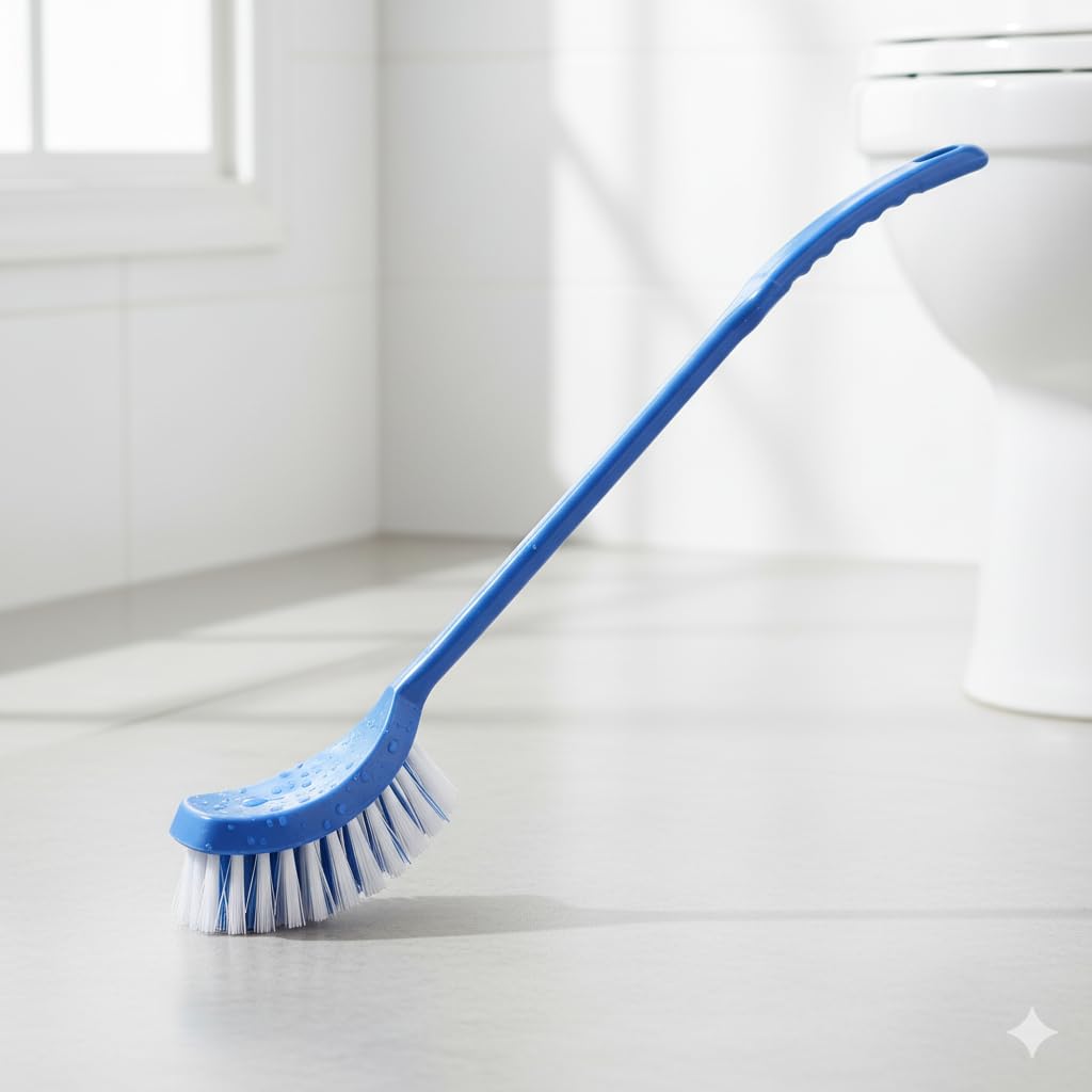 Champion Red One Side Toilet Cleaning Brush with Holder for Bathroom, Western and Indian Toilet, Long Handle, Plastic Material, Multi Colour-image-1