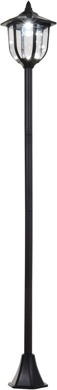 Outsunny Solar Outdoor Street Light Lamp with Beautiful Lantern Style, IP44 Waterproofing, Intelligent Lamp Mode, Black